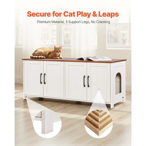 Cat Litter Box Enclosure for Multi Cats 47.2 in Hidden Litter Box Cabinet 2