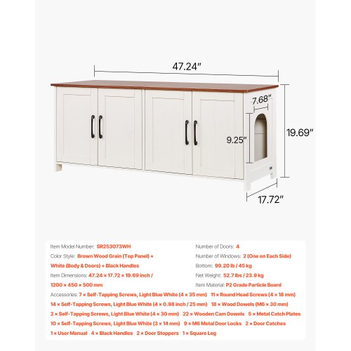 Cat Litter Box Enclosure for Multi Cats 47.2 in Hidden Litter Box Cabinet 2