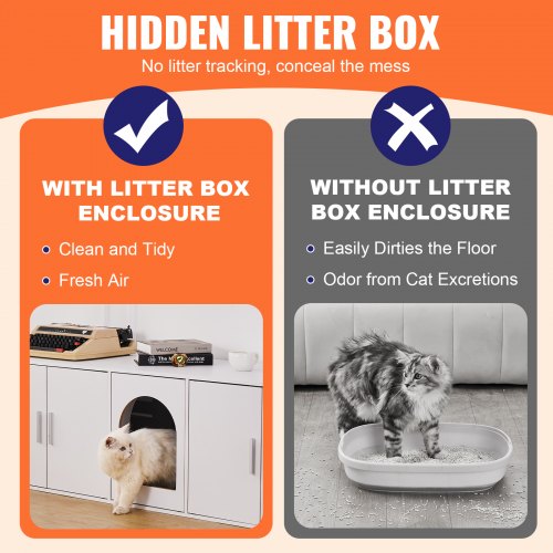 Cat Litter Box Enclosure Wooden Litter Box Furniture Hidden 579 White – 56 L