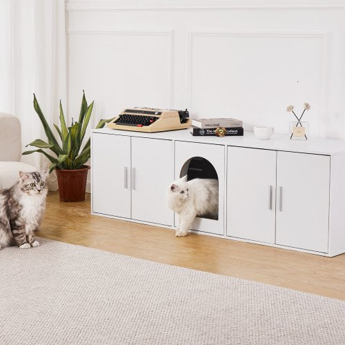 Cat Litter Box Enclosure Wooden Litter Box Furniture Hidden 579 White – 56 L