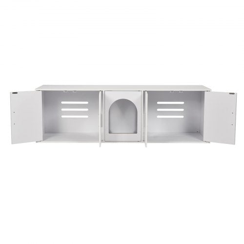 Cat Litter Box Enclosure Wooden Litter Box Furniture Hidden 579 White – 56 L