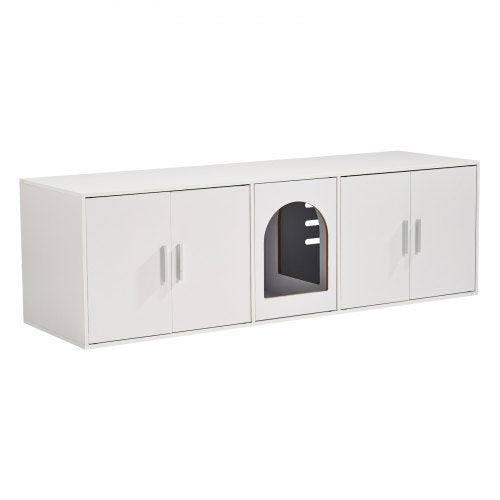 Cat Litter Box Enclosure Wooden Litter Box Furniture Hidden 579 White – 56 L