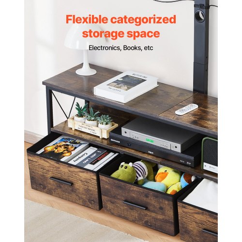 52 TV Stand with Mount for up to 75 in TVs Entertainment Center with Power