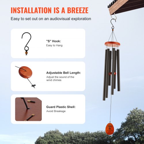 Wind Chimes for Outside 41 in Deep Tone Wind Chimes with 6 Tubes Unique