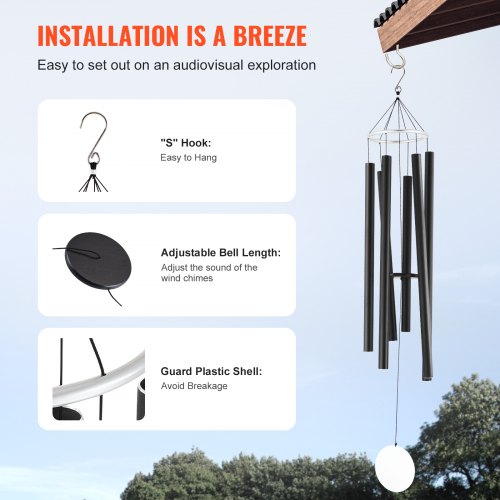 Wind Chimes for Outside 66 in Deep Tone Wind Chimes with 6 Tubes Unique