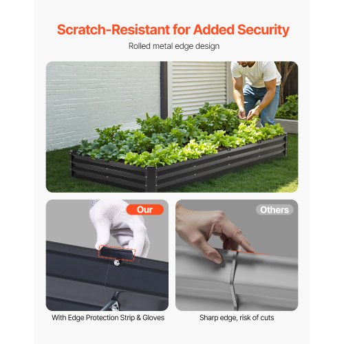 Metal Raised Garden Bed 8 x 4 x 1 ft Outdoor Galvanized Planter Box with Open