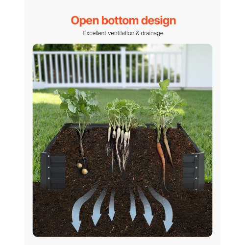 Metal Raised Garden Bed 8 x 4 x 1 ft Outdoor Galvanized Planter Box with Open