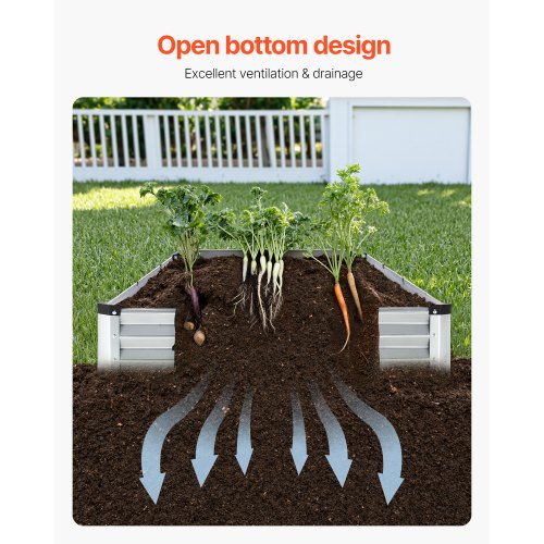 Metal Raised Garden Bed 12 x 4 x 1 ft Outdoor Galvanized Planter Box with Open