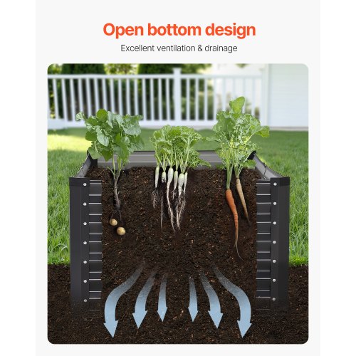 Metal Raised Garden Bed 6 x 3 x 2 ft Outdoor Galvanized Planter Box with Open