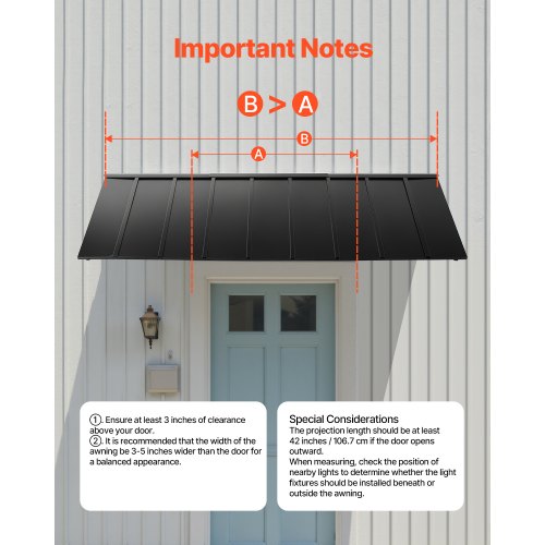 Fixed Metal Awning 104 x 36 in Window Awning Door Canopy Stable Triangle
