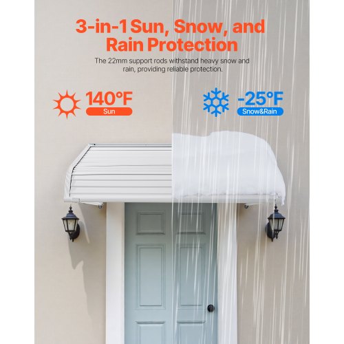 Aluminum Awning 40 x 42 in Durable Window Awning Door Canopy Lightweight