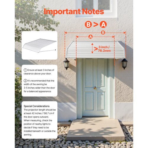 Aluminum Awning 40 x 42 in Durable Window Awning Door Canopy Lightweight