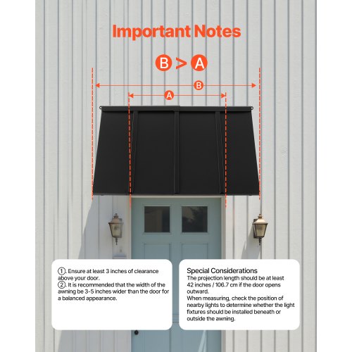 Fixed Metal Awning 44 x 24 in Window Awning Door Canopy Stable Triangle