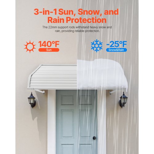 Aluminum Awning 48 x 42 in Durable Window Awning Door Canopy Lightweight