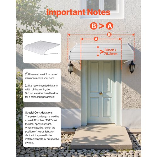 Aluminum Awning 48 x 42 in Durable Window Awning Door Canopy Lightweight