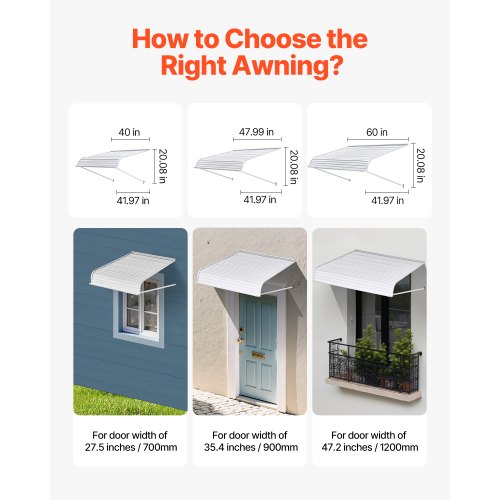 Aluminum Awning 48 x 42 in Durable Window Awning Door Canopy Lightweight