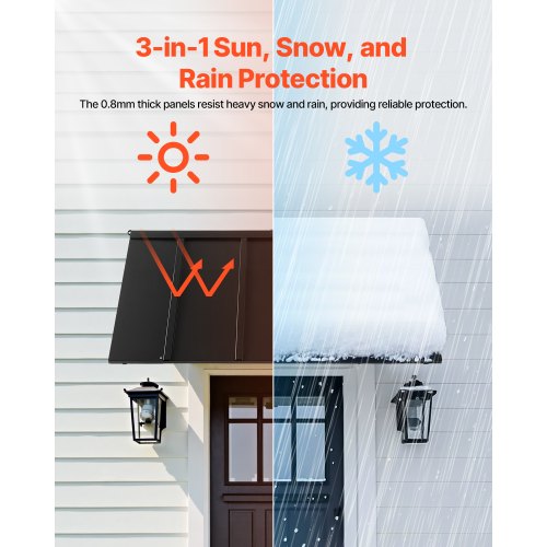 Fixed Metal Awning 56 x 24 in Window Awning Door Canopy Stable Triangle