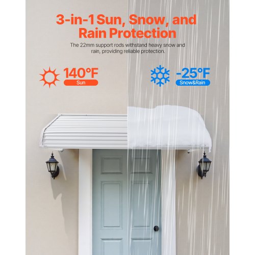Aluminum Awning 60 x 42 in Durable Window Awning Door Canopy Lightweight