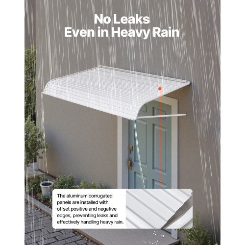 Aluminum Awning 60 x 42 in Durable Window Awning Door Canopy Lightweight