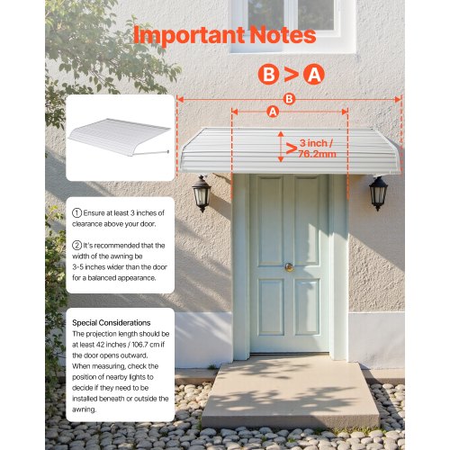 Aluminum Awning 60 x 42 in Durable Window Awning Door Canopy Lightweight