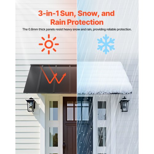 Fixed Metal Awning 80 x 36 in Window Awning Door Canopy Stable Triangle