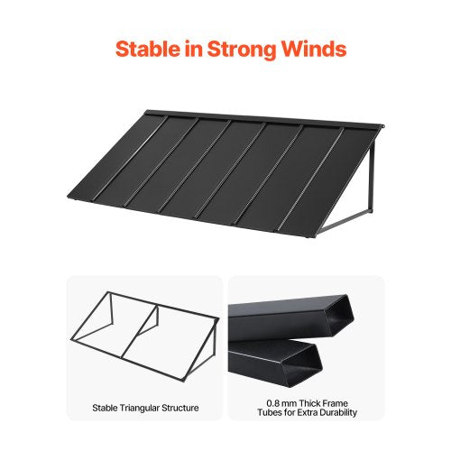 Fixed Metal Awning 80 x 36 in Window Awning Door Canopy Stable Triangle