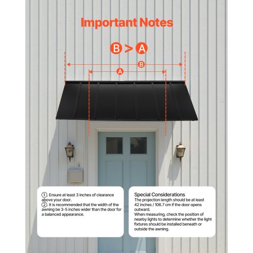Fixed Metal Awning 80 x 36 in Window Awning Door Canopy Stable Triangle