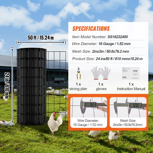 Hardware Cloth 24 x 50 Galvanized Wire Mesh Roll 16 Gauge Chicken Wire