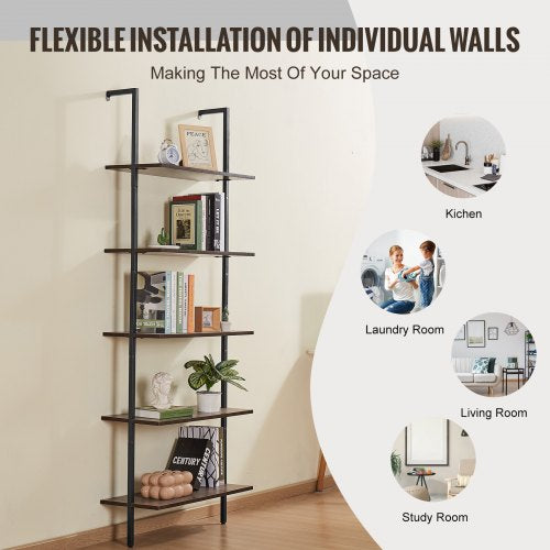 Industrial Square Pipe Shelf 5 Tier 173x118in WallMount for Bedroom – 440MM