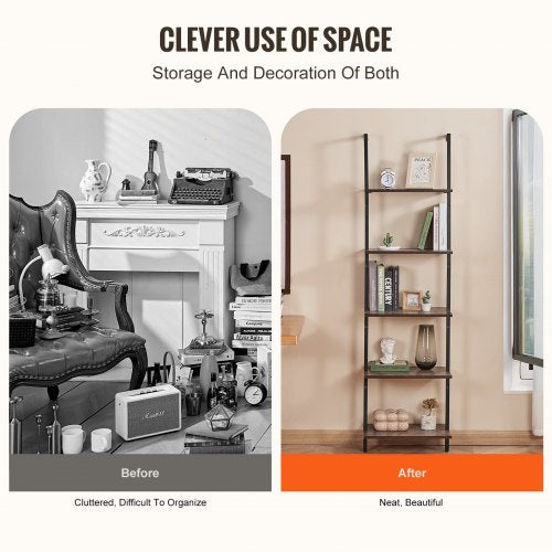 Industrial Square Pipe Shelf 5 Tier 173x118in WallMount for Bedroom – 440MM