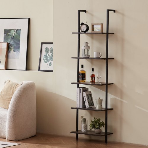Industrial Square Pipe Shelf 5 Tier 173x118in WallMount for Bedroom – 440MM