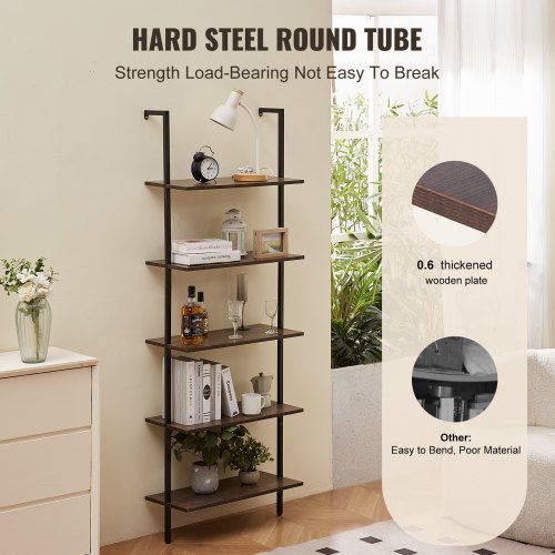 Industrial Square Pipe Shelf 5 Tier 24x118in WallMount for Bedroom – 600MM