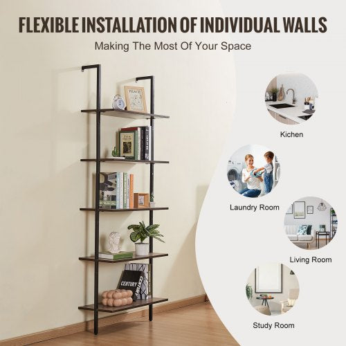 Industrial Square Pipe Shelf 5 Tier 24x118in WallMount for Bedroom – 600MM