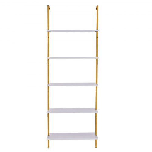 Industrial Square Pipe Shelf 5 Tier 24x118in WallMount Gold White  600MM
