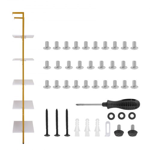 Industrial Square Pipe Shelf 5 Tier 24x118in WallMount Gold White  600MM