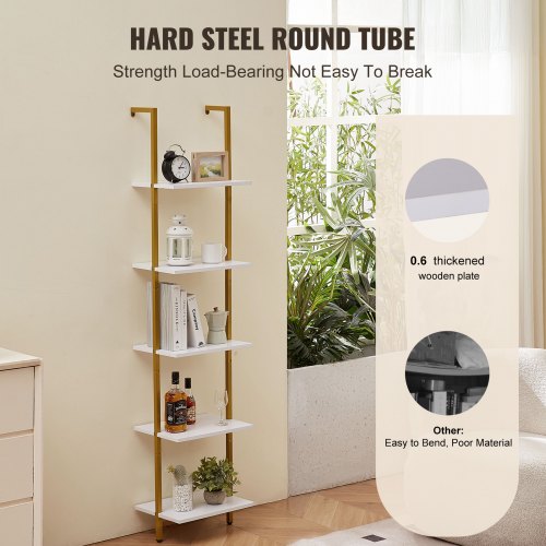 Industrial Square Pipe Shelf 5 Tier 156x118in WallMount Gold White – 360MM