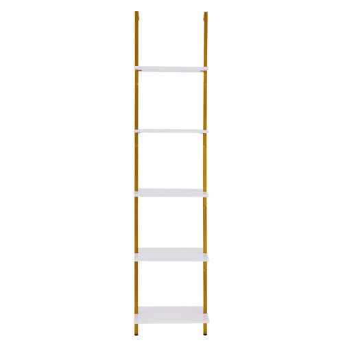 Industrial Square Pipe Shelf 5 Tier 156x118in WallMount Gold White – 360MM