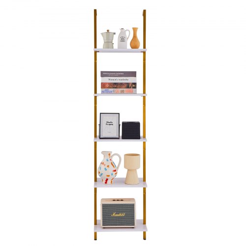 Industrial Square Pipe Shelf 5 Tier 156x118in WallMount Gold White – 360MM