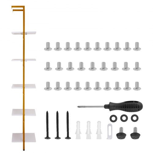 Industrial Square Pipe Shelf 5 Tier 156x118in WallMount Gold White – 360MM