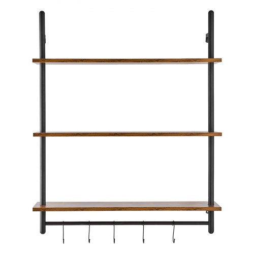Industrial Pipe Shelf 3 Tier 32x984in WallMount Floating Rustic Wood