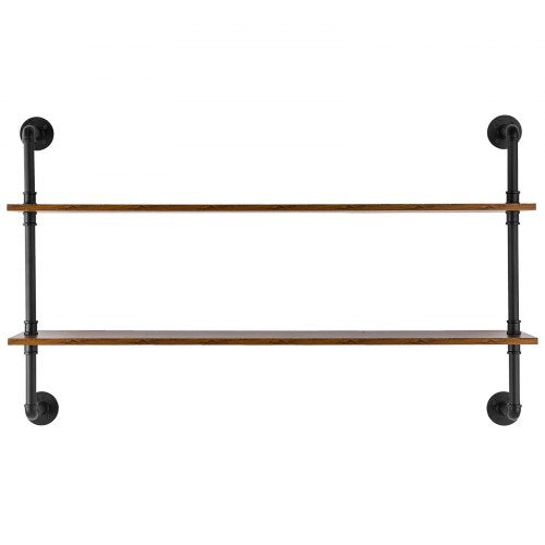 Industrial Pipe Shelf 2 Tier 48x 984in WallMount Floating Rustic Wood