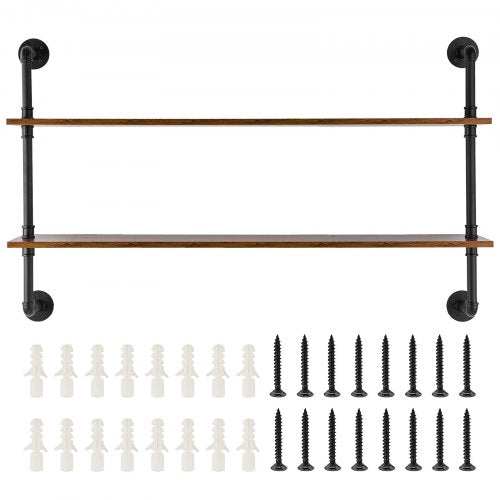 Industrial Pipe Shelf 2 Tier 48x 984in WallMount Floating Rustic Wood