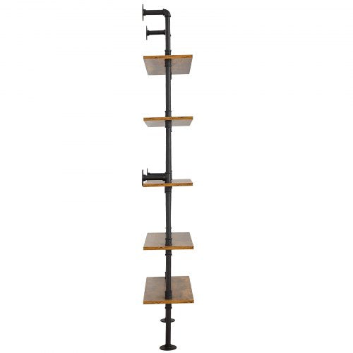 Industrial Pipe Shelf 5 Tier 24x984in WallMount Floating Rustic Wood