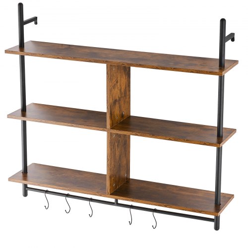 Industrial Pipe Shelf 3 Tier 415x984in WallMount Floating Rustic Wood