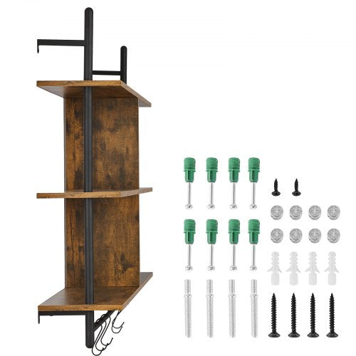 Industrial Pipe Shelf 3 Tier 415x984in WallMount Floating Rustic Wood