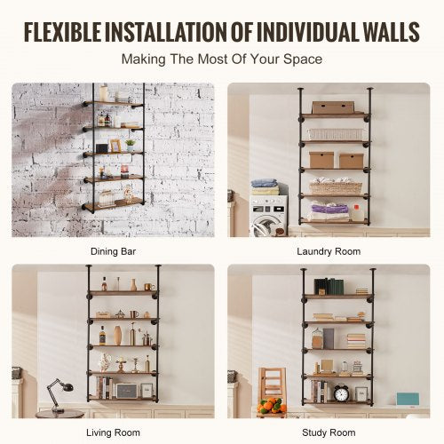 Industrial Pipe Shelf 5 Tier 2PCS 118in Applicable Board Width WallMount