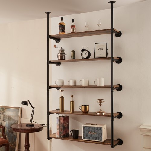 Industrial Pipe Shelf 5 Tier 2PCS 118in Applicable Board Width WallMount