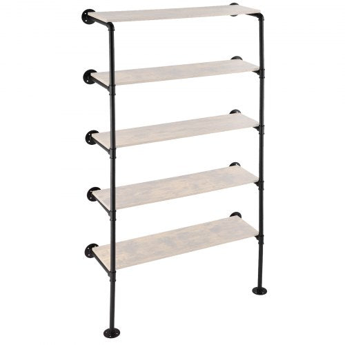 Industrial Pipe Shelf 5 Tier 2PCS 118in Applicable Board Width WallMount