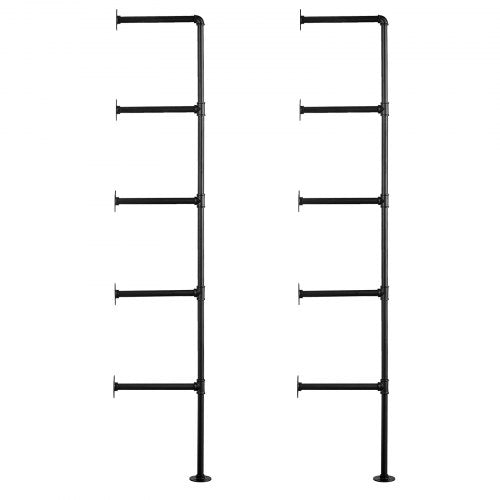 Industrial Pipe Shelf 5 Tier 2PCS 118in Applicable Board Width WallMount