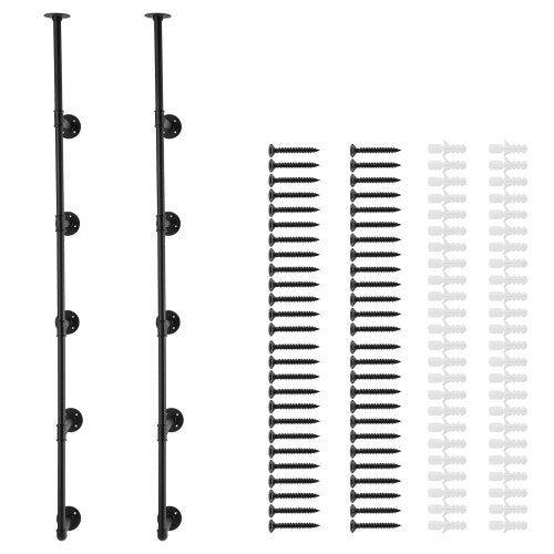 Industrial Pipe Shelf 5 Tier 2PCS 118in Applicable Board Width WallMount
